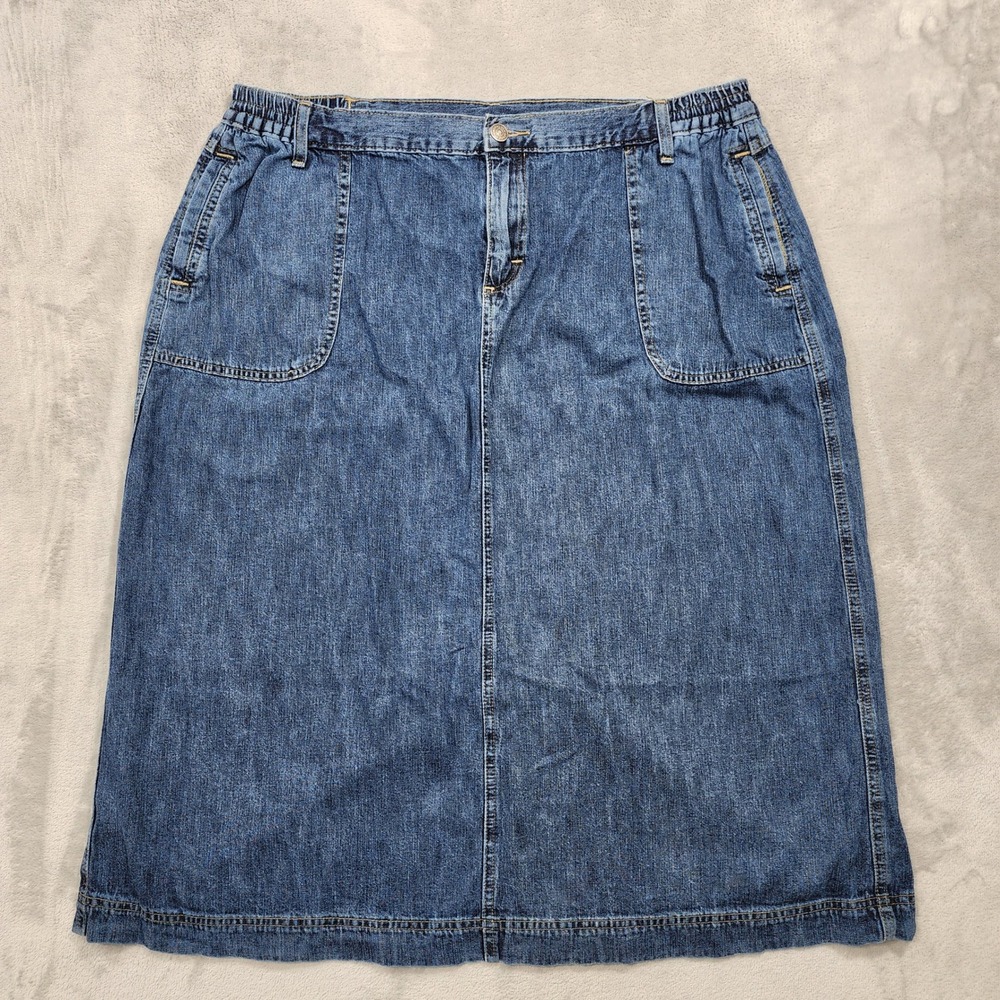 Vintage Lee Skirt Womens 20W Blue Denim High Rise Pencil Pockets Western Preppy